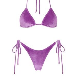 Purple velvet triangl bikini